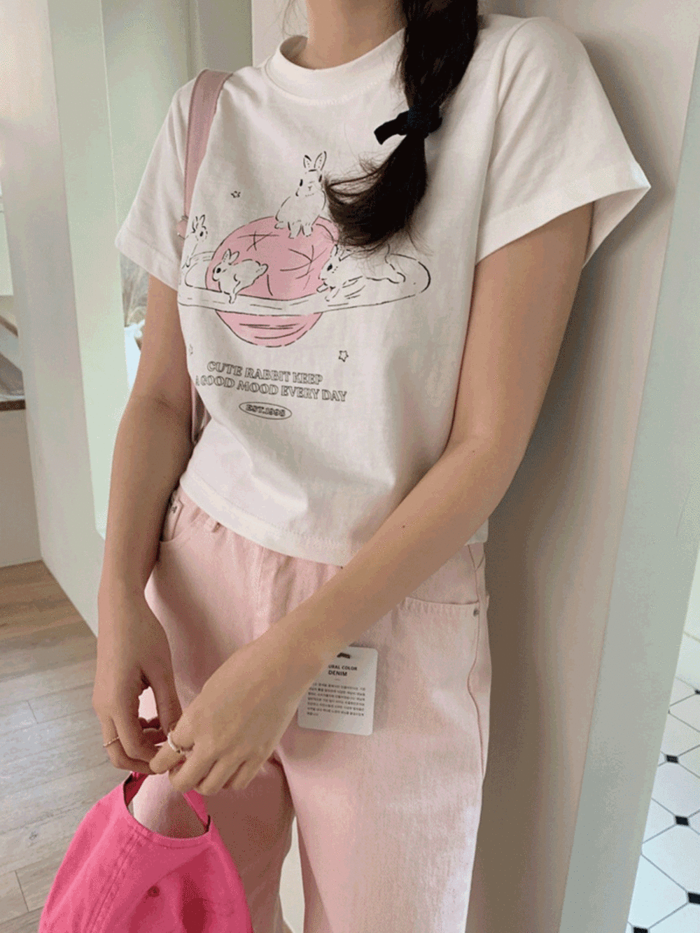 [woman] 커프 래빗 티셔츠 (2 color)